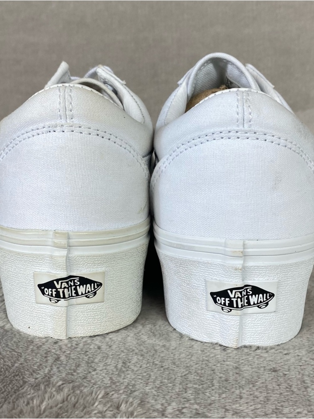 Vans Old Skool Stackform Shoes Womens Size 10 White Canvas Platform - Picture 9 of 11
